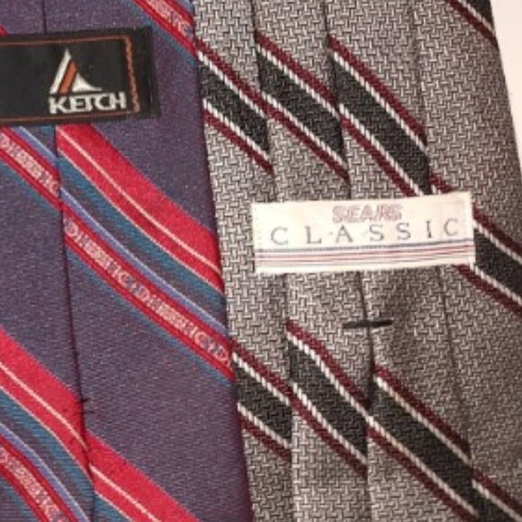 Mixed Lot of 4 Vintage Men's Clip-On Ties-Ketch/David Taylor/Sears: Pre-owed - Picture 5 of 7